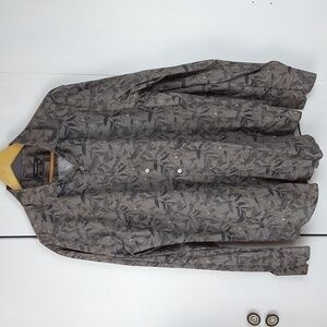 Bugatchi Mens Neutral Leaf Print Button down Dress Shirt Camo  Sz.Large